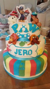 Tiered paw patrol birthday cake